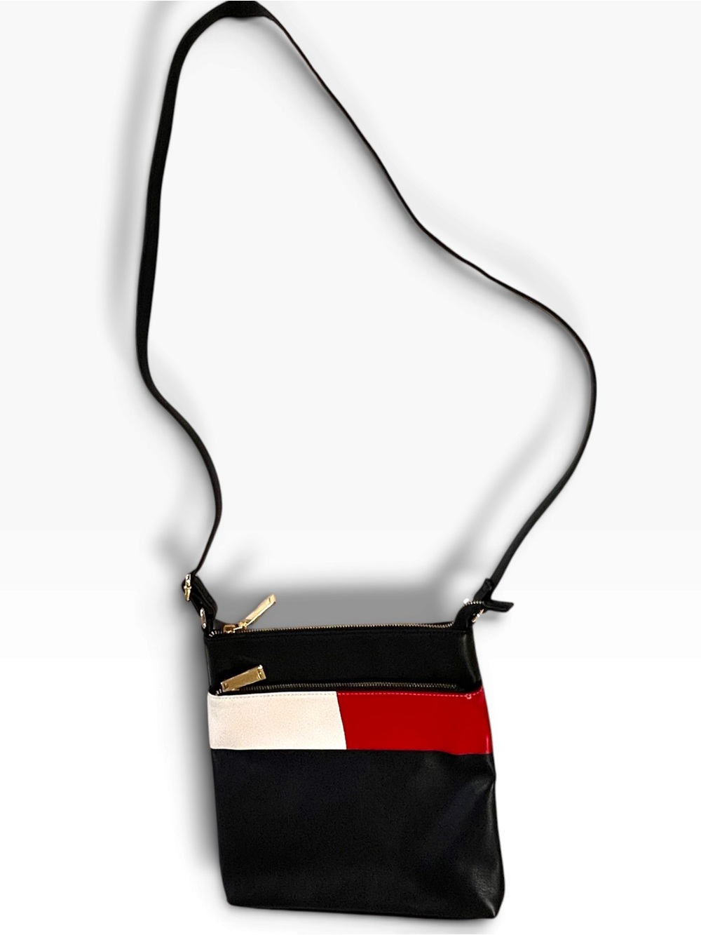 Tommy Hilfiger Leather Crossbody Purse Shoulder Bag Classic Logo Navy Blue E-6
